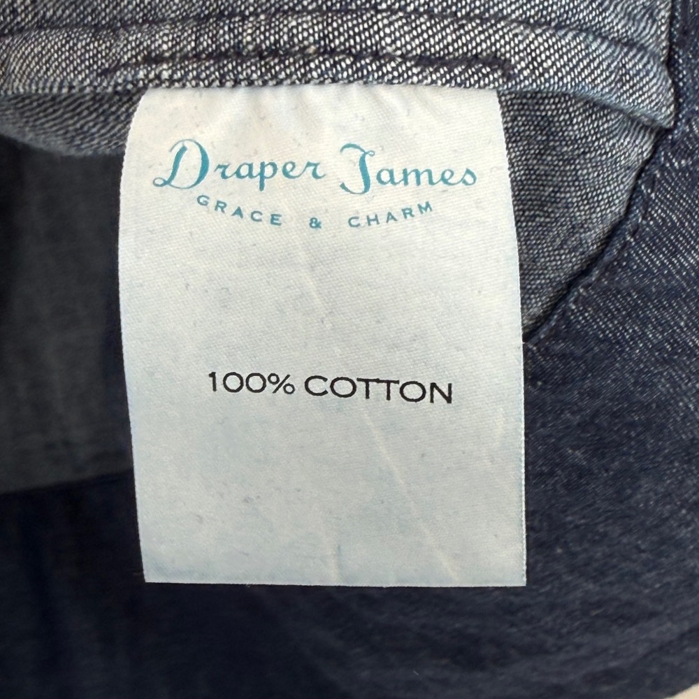 Draper James Chambray Shift Dress Ruffle Front Bell Sleeve Blue Size 6‎ - Picture 6 of 7